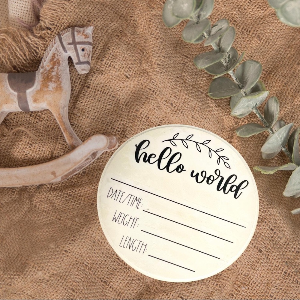 Hello World Baby Announcement Disc